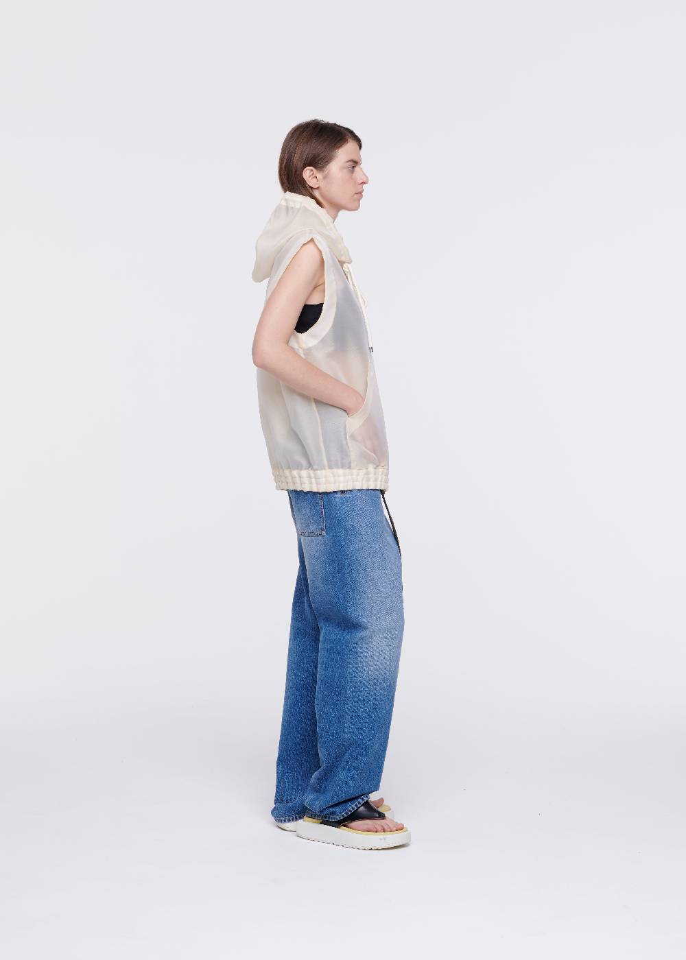Plan C GILET CON CAPPUCCIO IN ORGANZA Super sconto