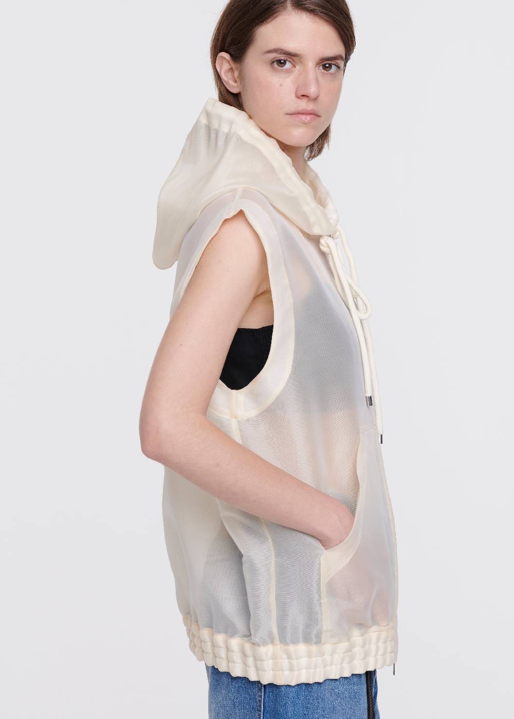 Plan C GILET CON CAPPUCCIO IN ORGANZA Super sconto