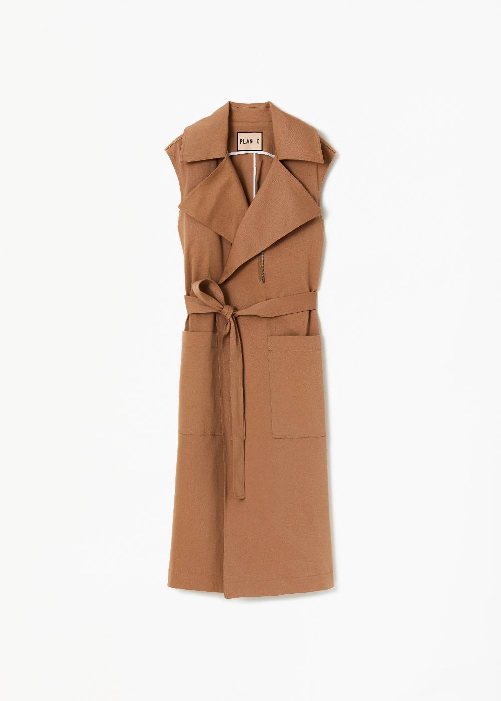 Plan C TRENCH IN COTONE COLOR CARAMELLO Enormi sconti