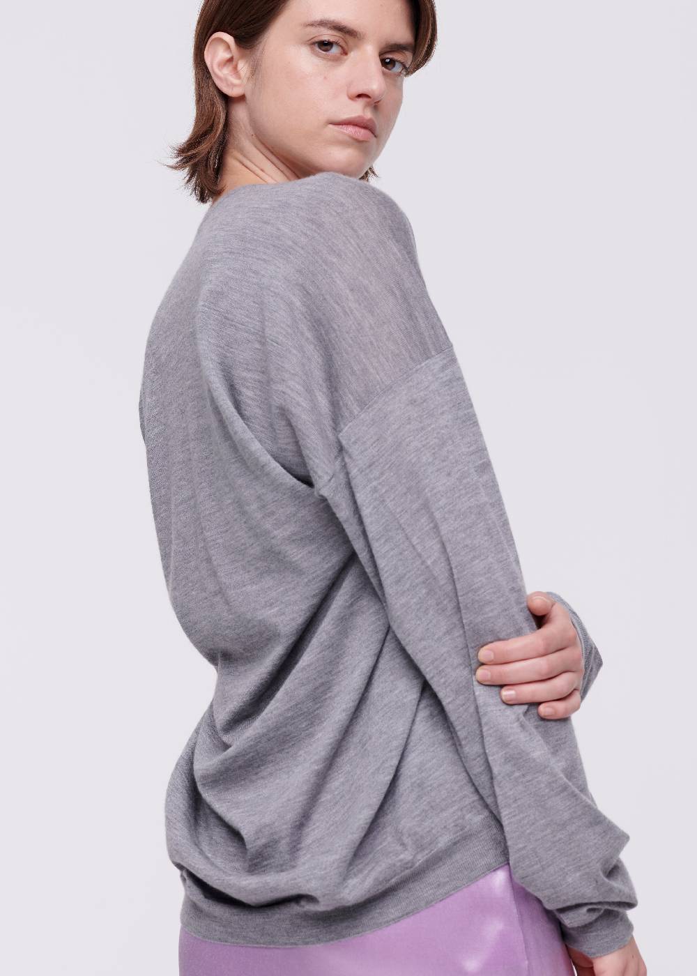 Plan C MAGLIONE GRIGIO IN CASHMERE DRAPPEGGIATO Limitato a 3 giorni