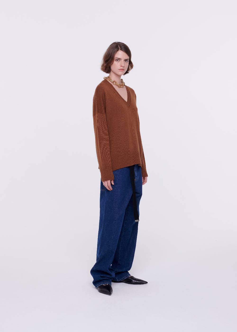 Plan C MAGLIONE CON SCOLLO A V IN LANA MERINO 2025