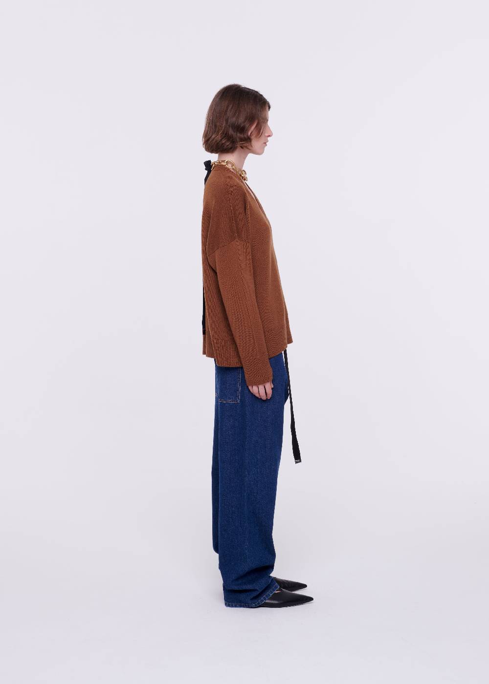 Plan C MAGLIONE CON SCOLLO A V IN LANA MERINO 2025