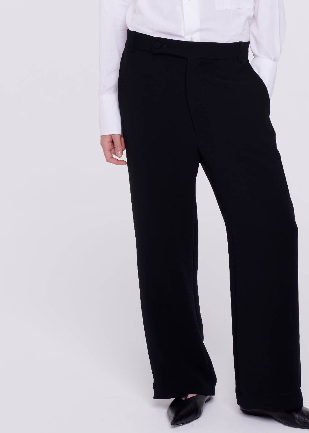 Plan C PANTALONI NERI A GAMBA SVASATA IN CADY Negozi Online