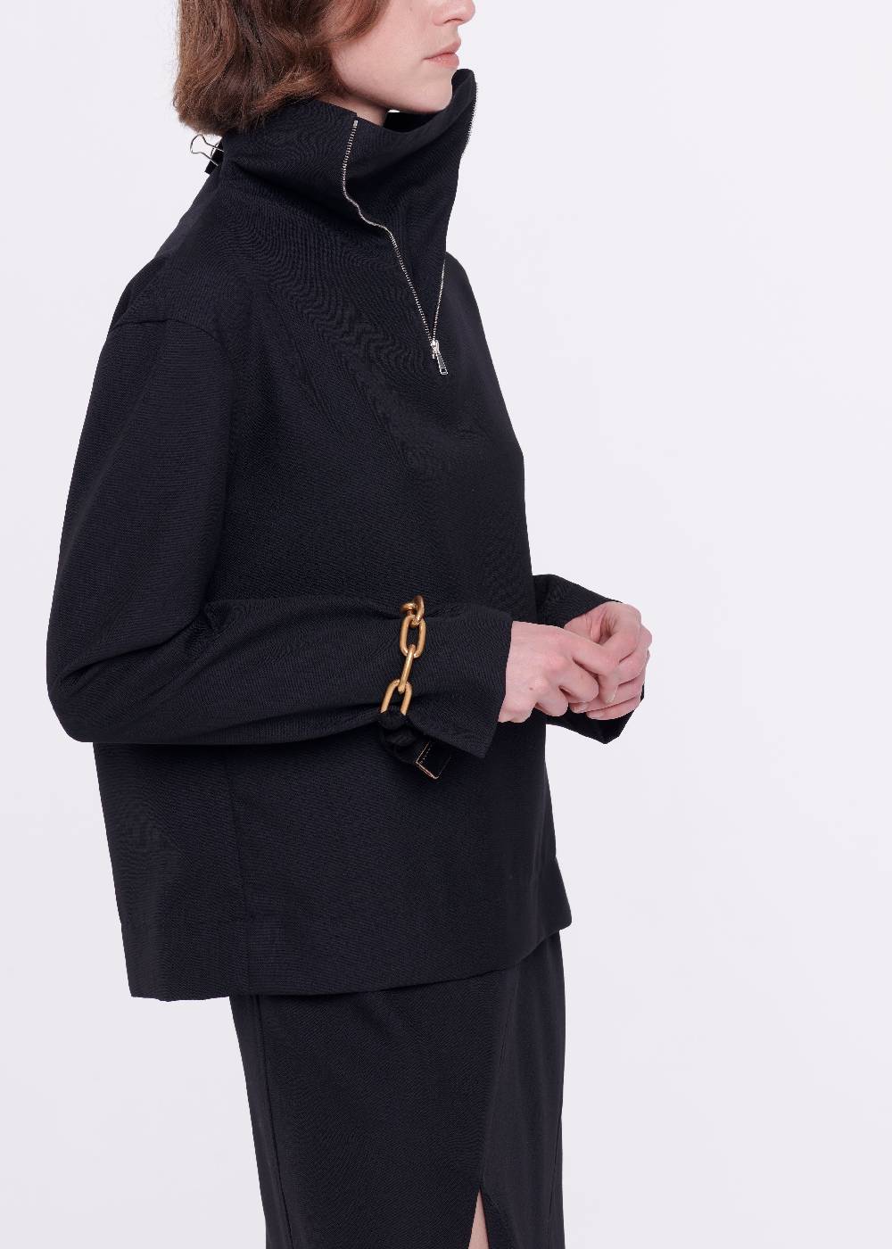 Plan C CAMICIA NERA IN LANA CON CERNIERA Acquista Ora