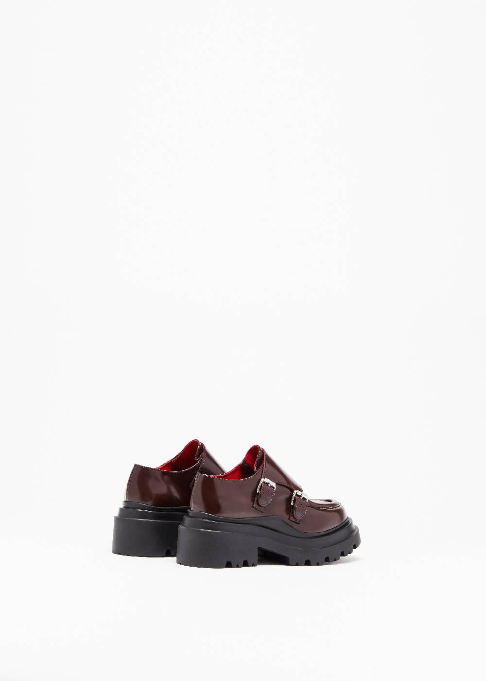 Plan C MOCASSINI BORDEAUX IN PELLE CON FIBBIE Presa