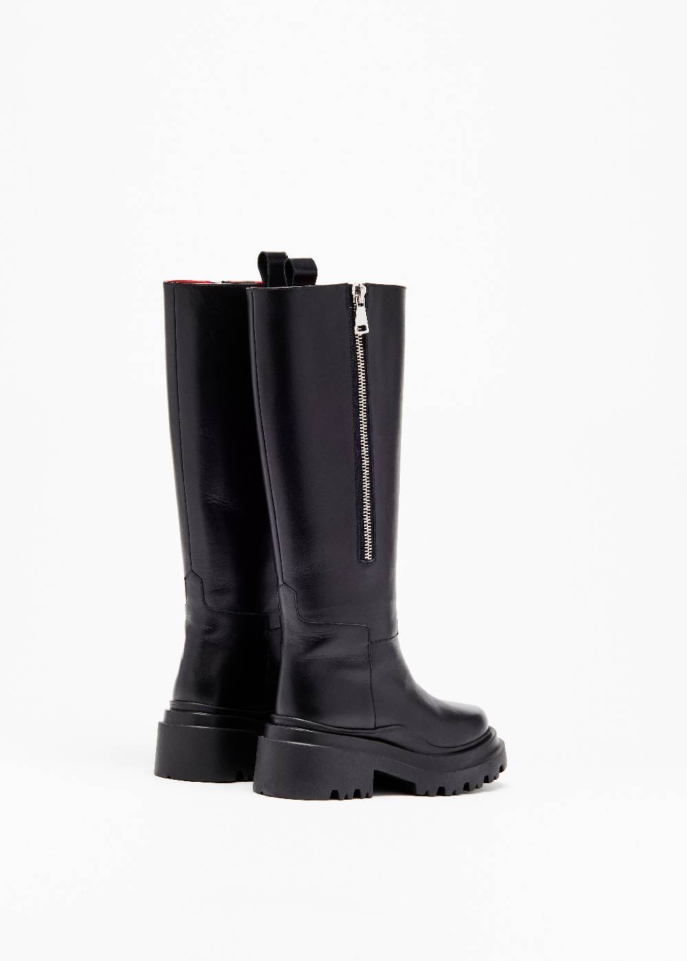 Plan C STIVALI NERI IN PELLE CON SUOLA CHUNKY Sconto