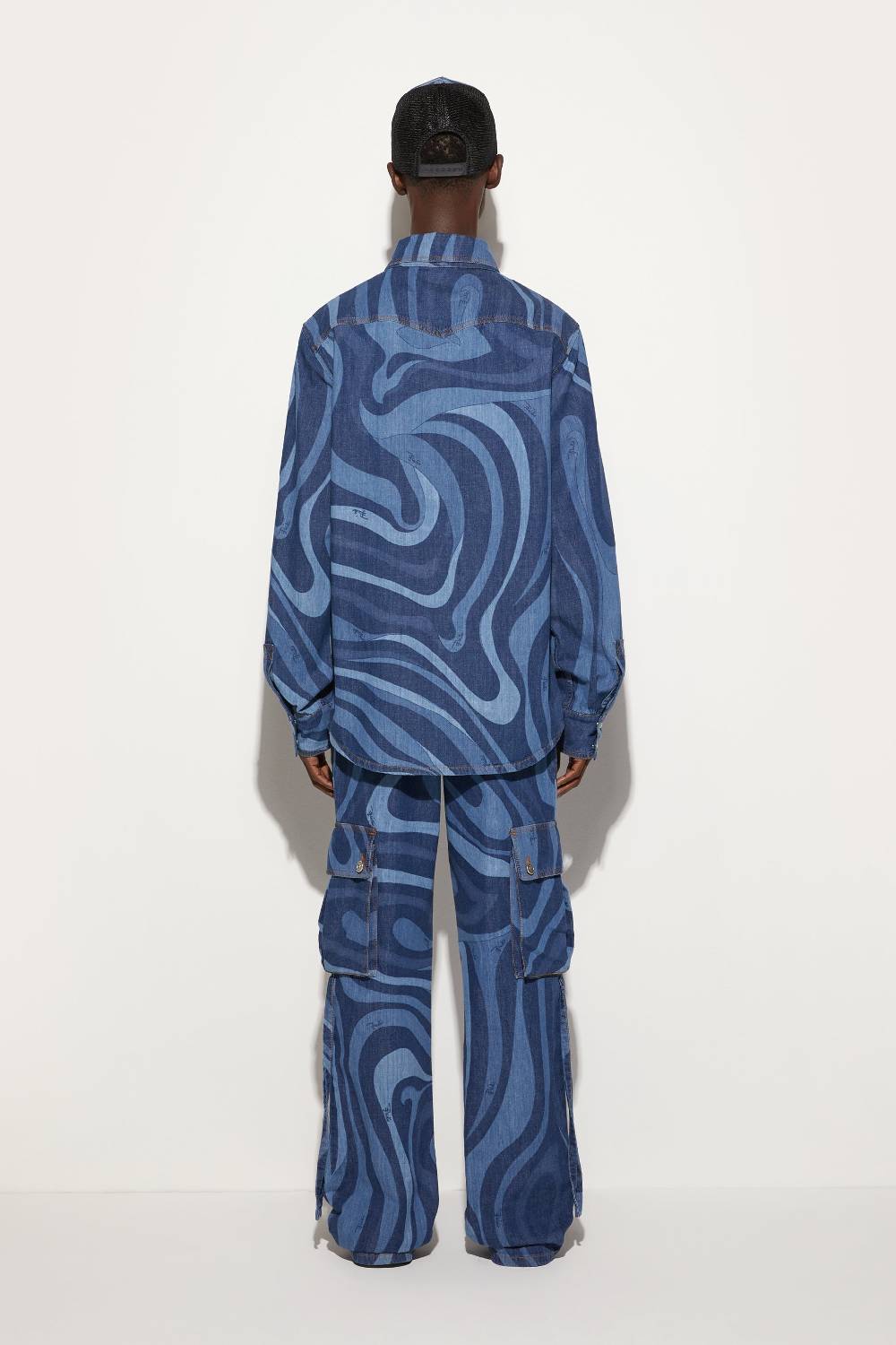 Pucci Camicia in denim con stampa Marmo Presa