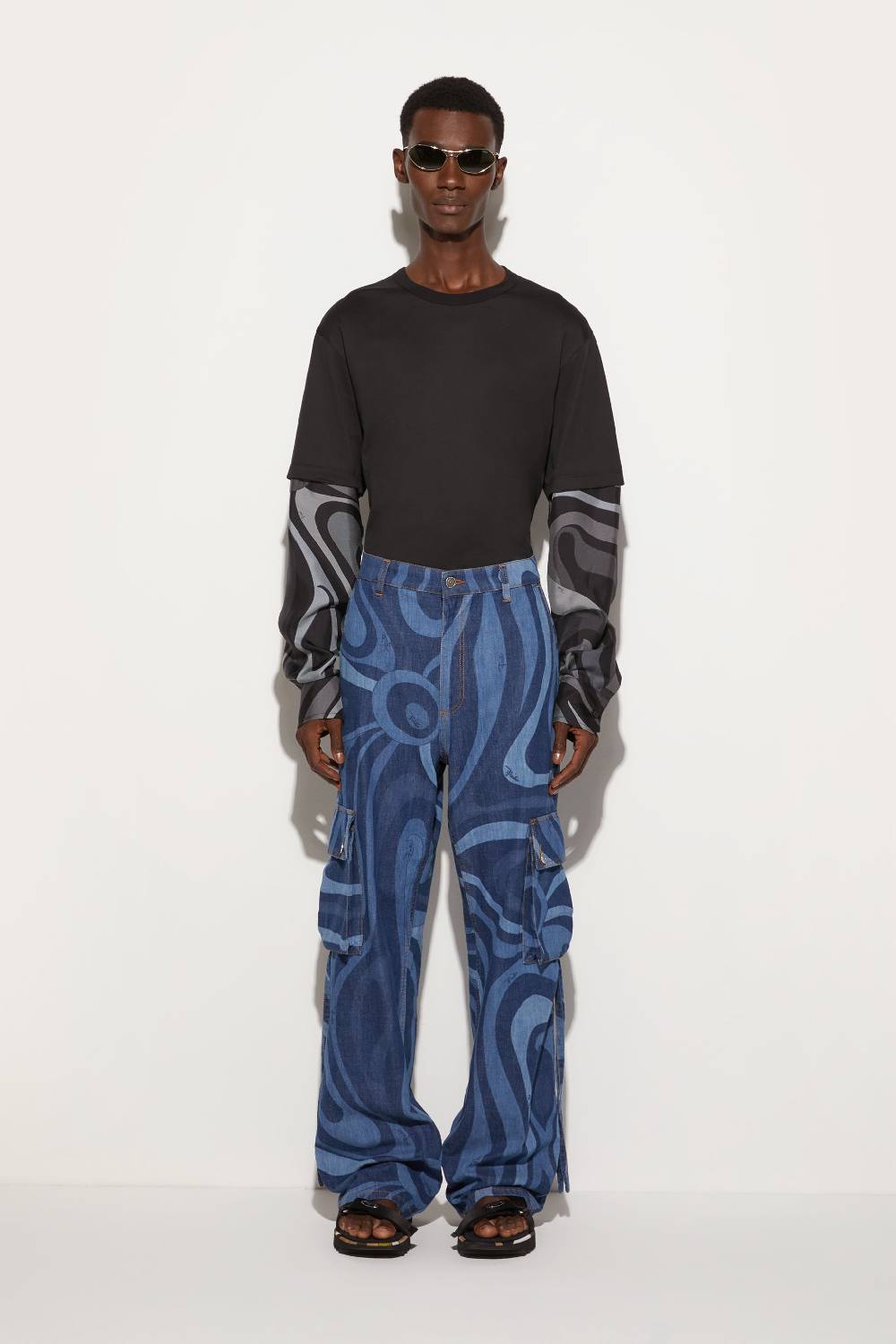 Pucci Jeans cargo con stampa Marmo Sconto