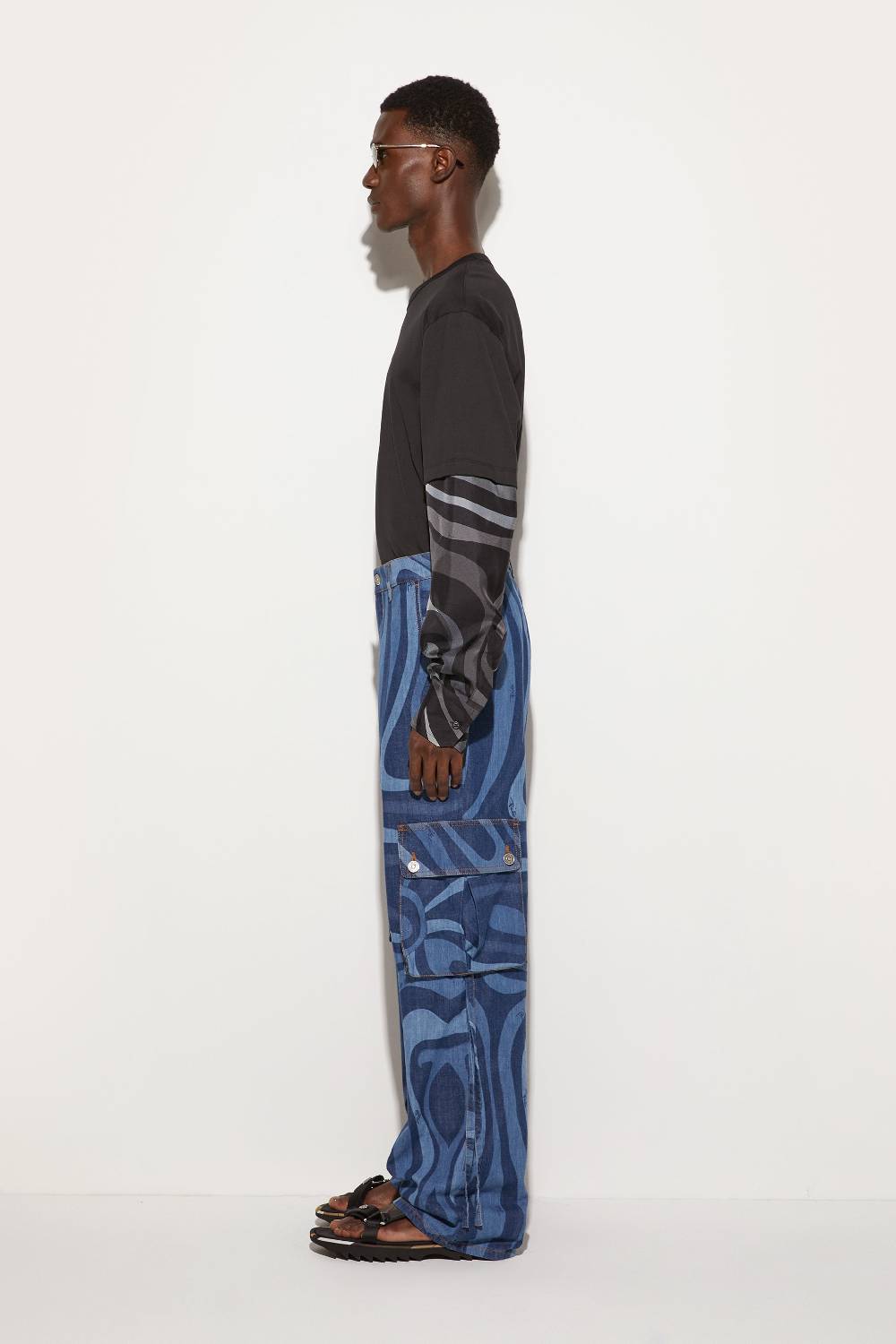 Pucci Jeans cargo con stampa Marmo Sconto