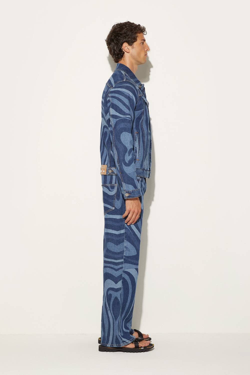 Pucci Giacca in denim con stampa Marmo Offerta