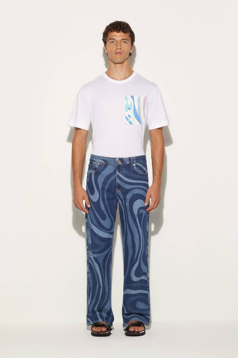 Pucci Jeans a gamba dritta con stampa Marmo Economico