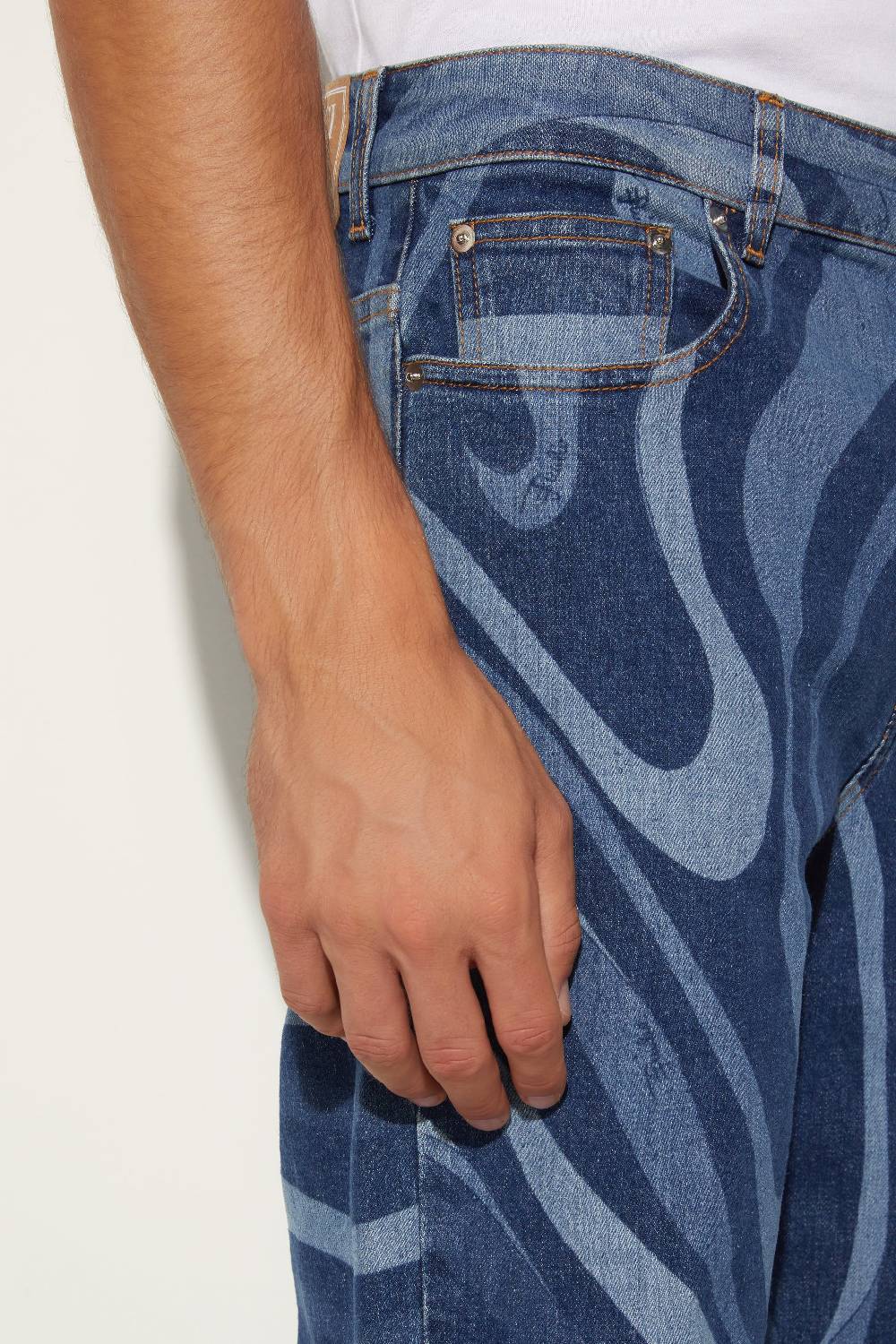 Pucci Jeans a gamba dritta con stampa Marmo Economico
