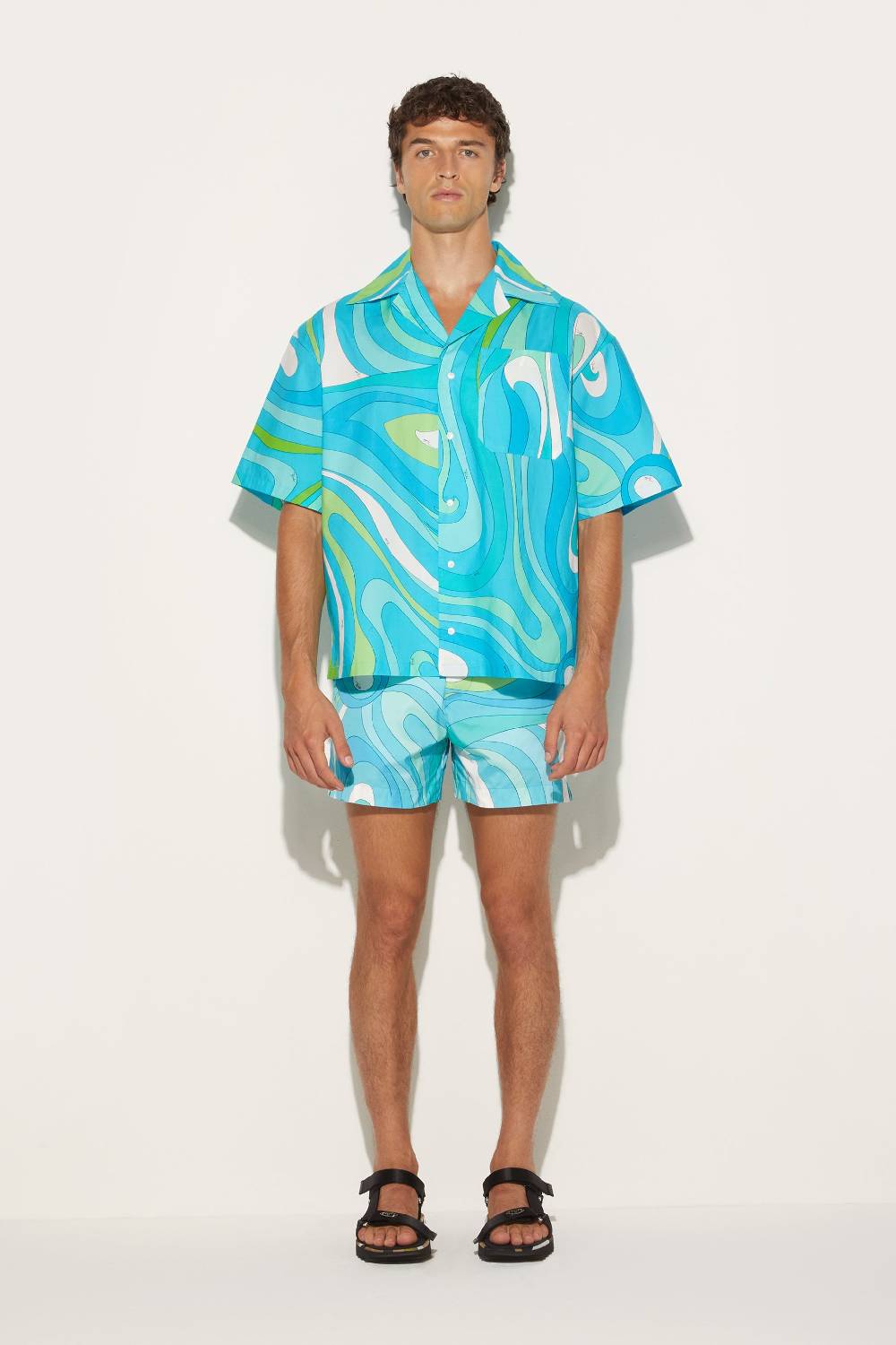 Pucci Camicia da bowling con stampa Marmo Offerte