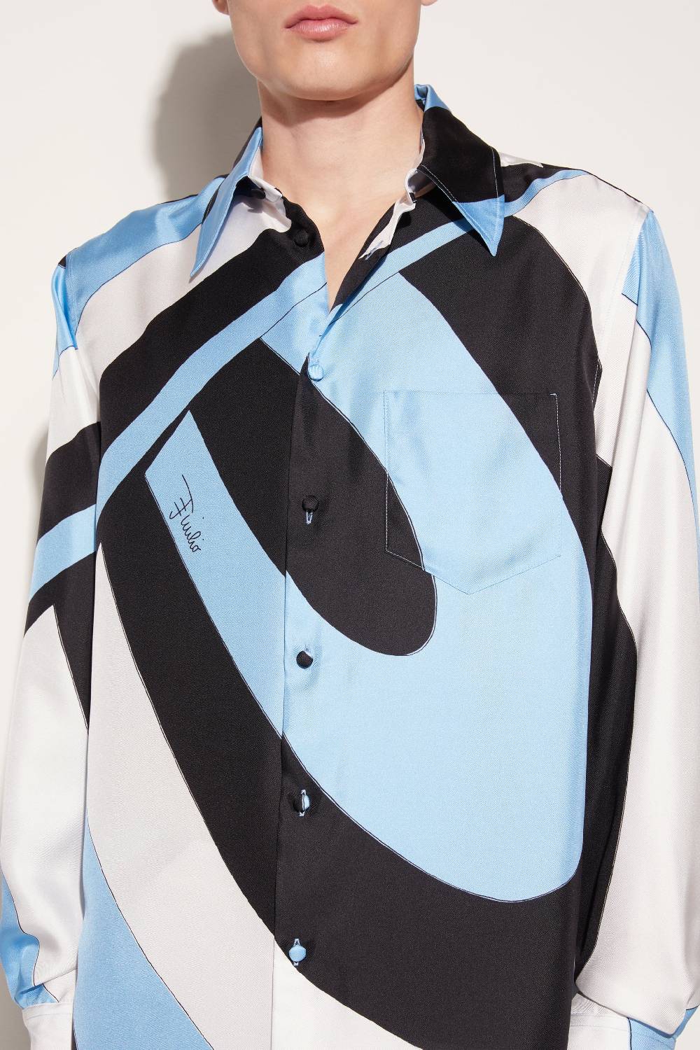 Pucci Camicia in seta con stampa Iride Presa