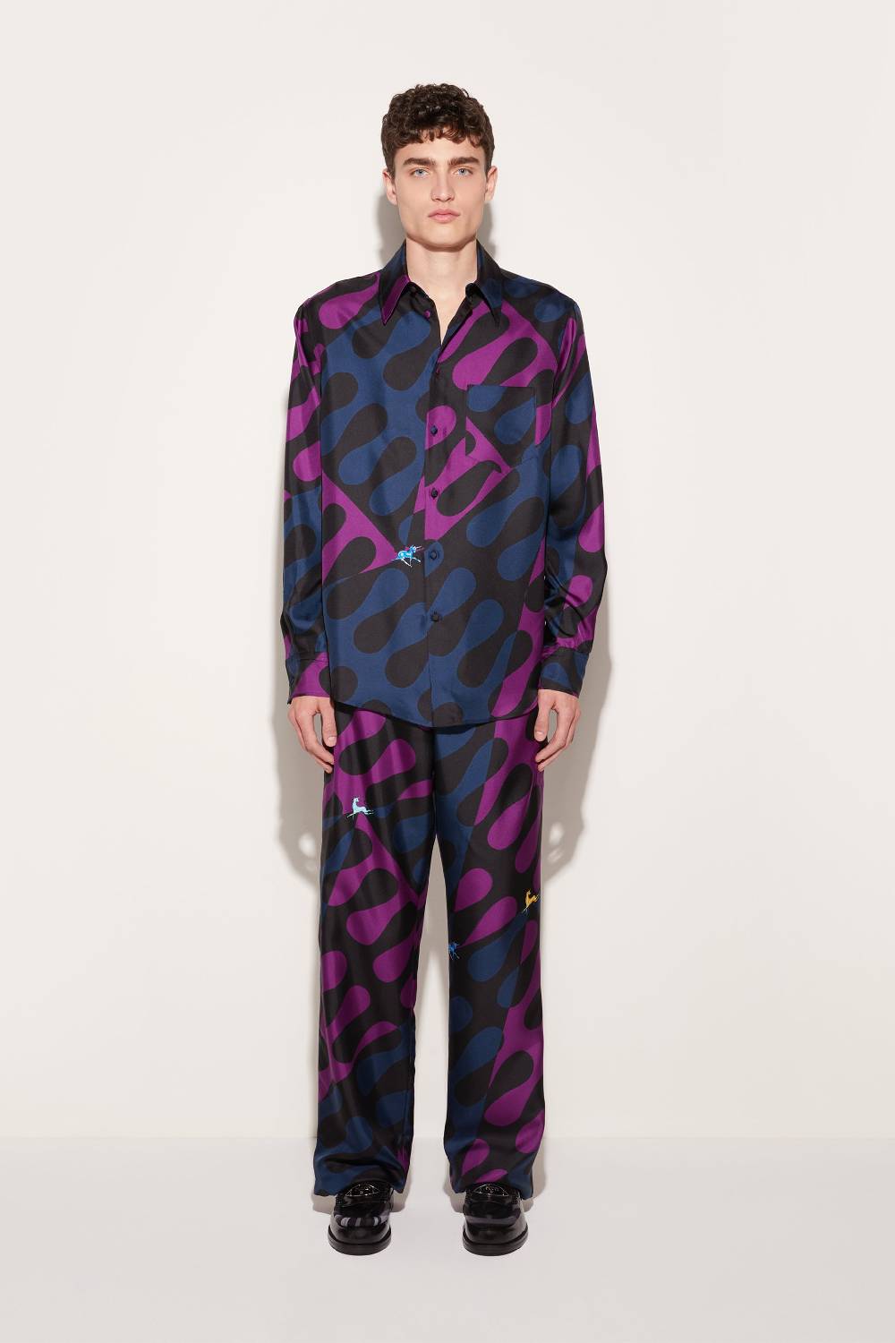 Pucci Camicia in seta con stampa Leocorno Offerta