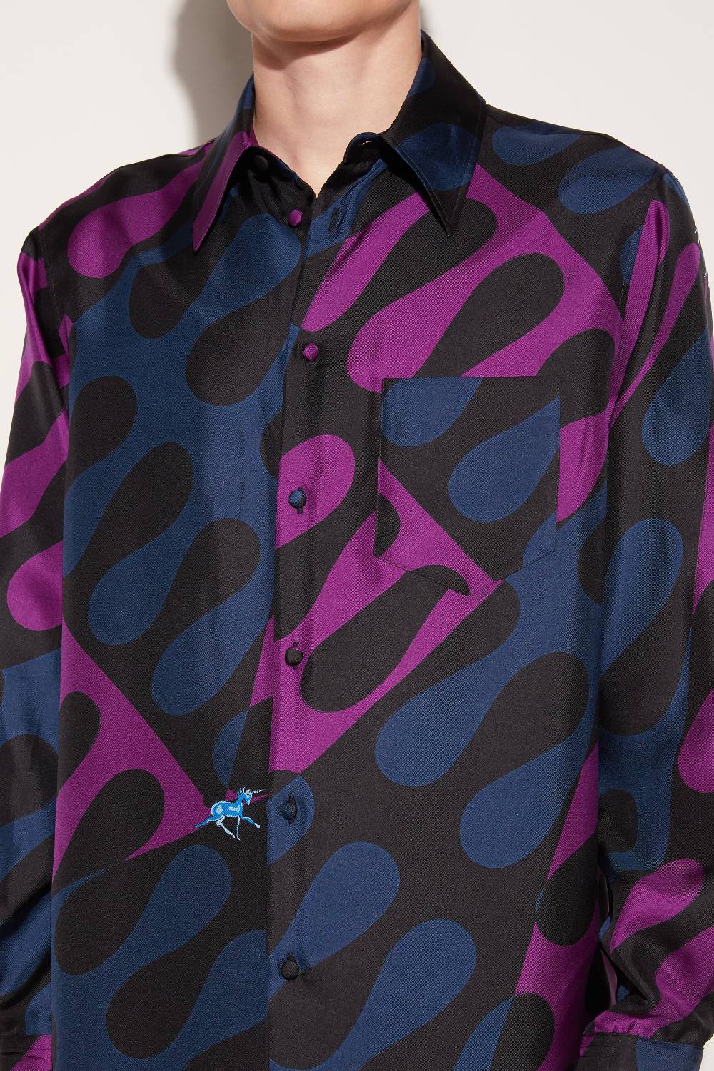 Pucci Camicia in seta con stampa Leocorno Offerta