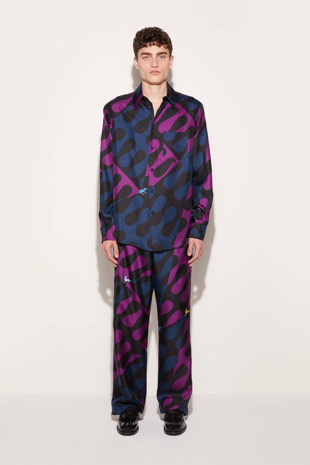 Pucci Pantaloni in seta con stampa Leocorno Economico