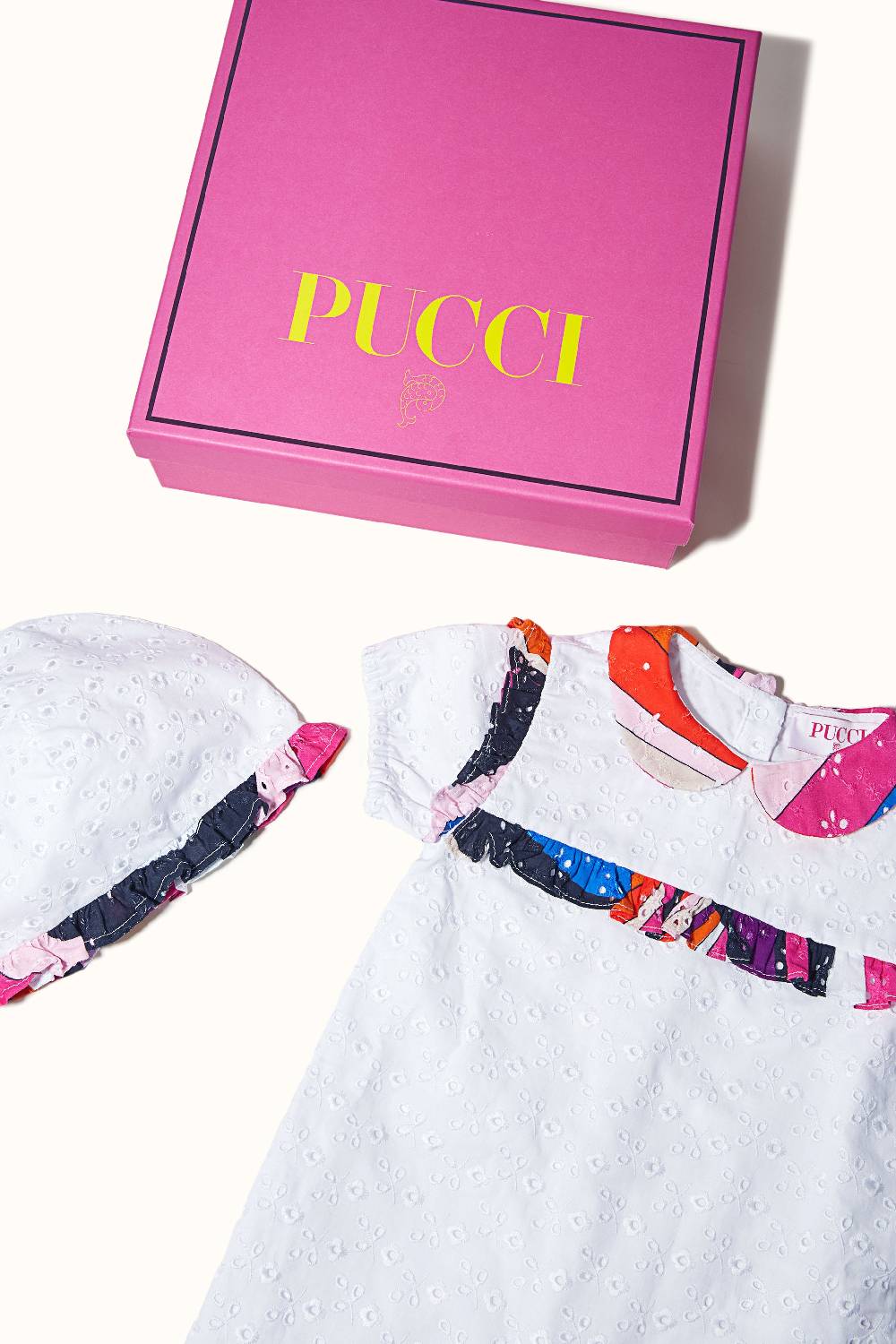 Pucci Completo neonato in sangallo con inserti Iride Vendita Economica