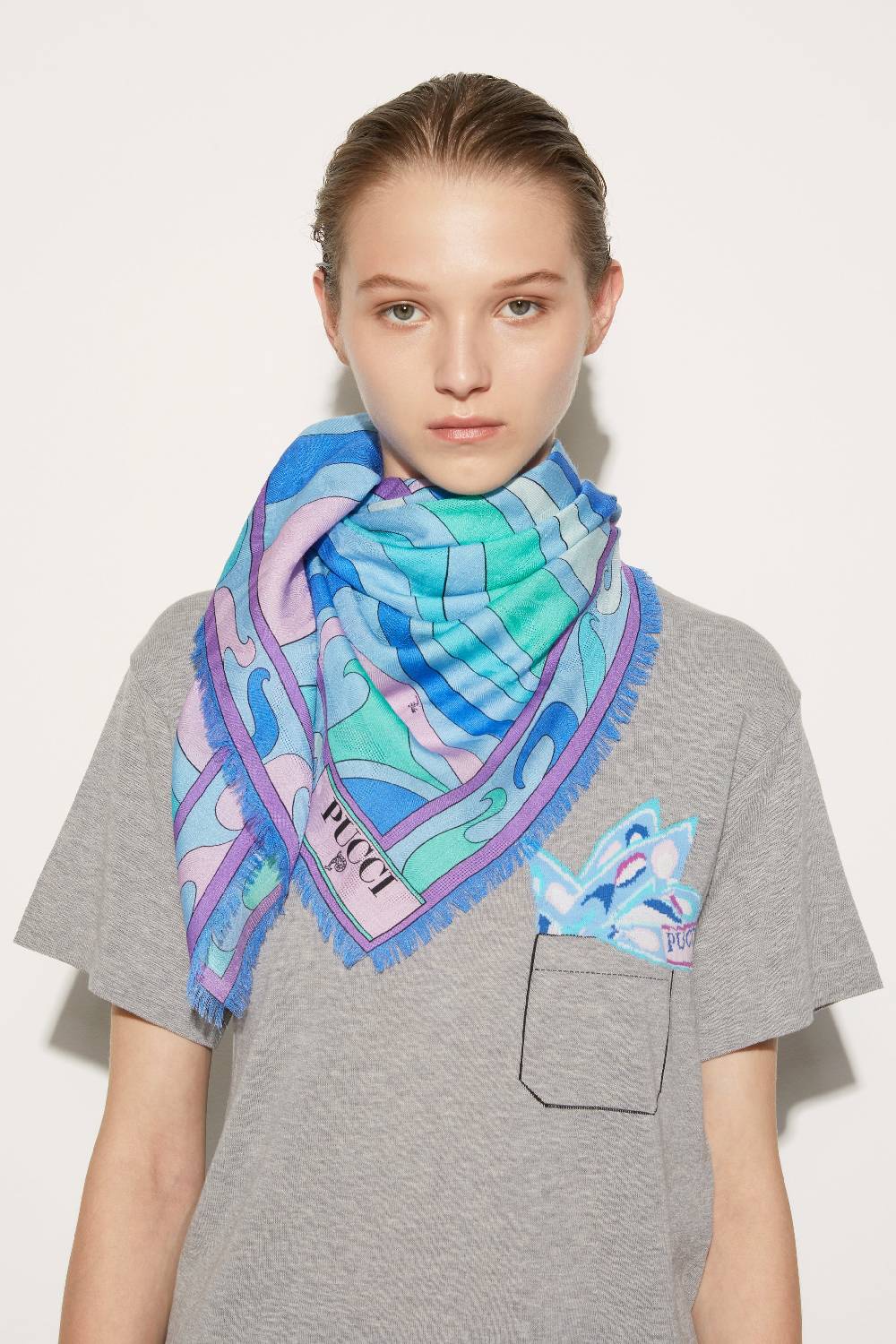Pucci Foulard grande jacquard con motivo Marmo Offerta speciale della fabbrica