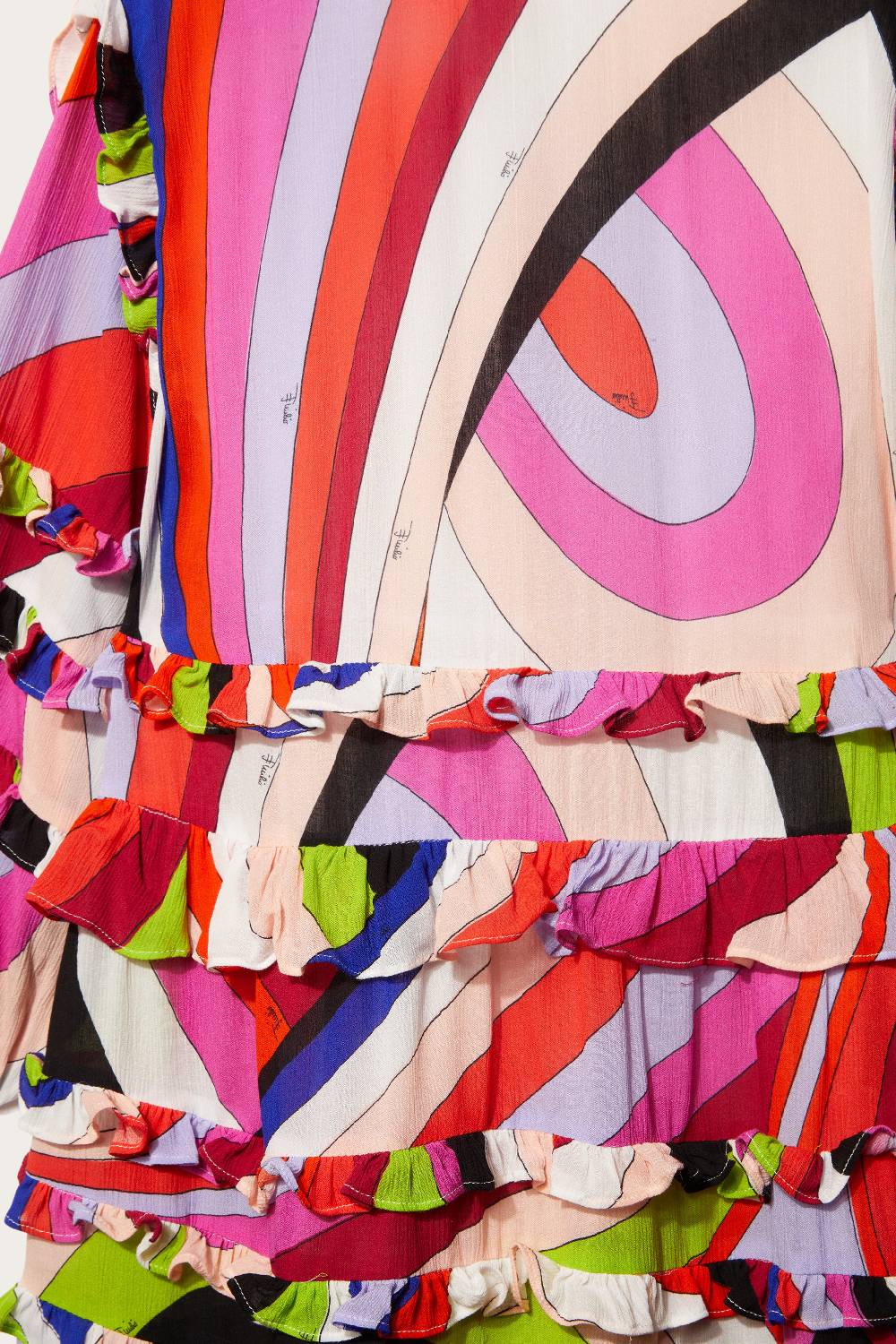 Pucci Iride-Print Ruffled Dress Trasporto libero internazionale