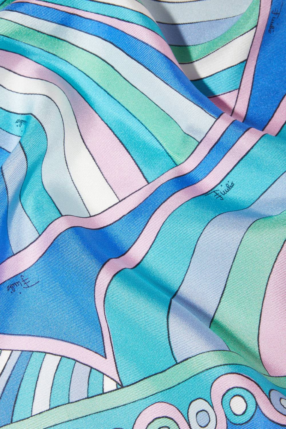 Pucci Foulard in seta con stampe Iride e Onde In Linea
