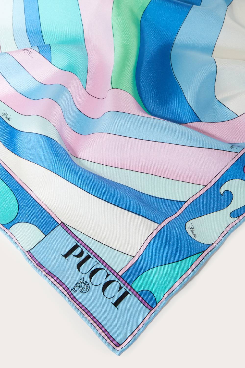 Pucci Carré grande in seta con stampe Iride e Marmo Pezzi Unici