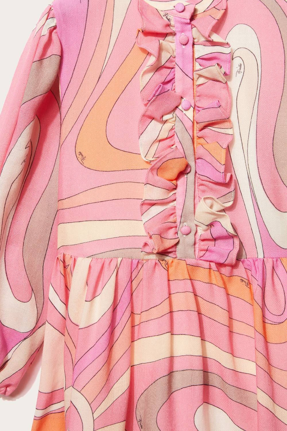 Pucci Marmo-Print Ruffled Wool Dress Ultimi due giorni