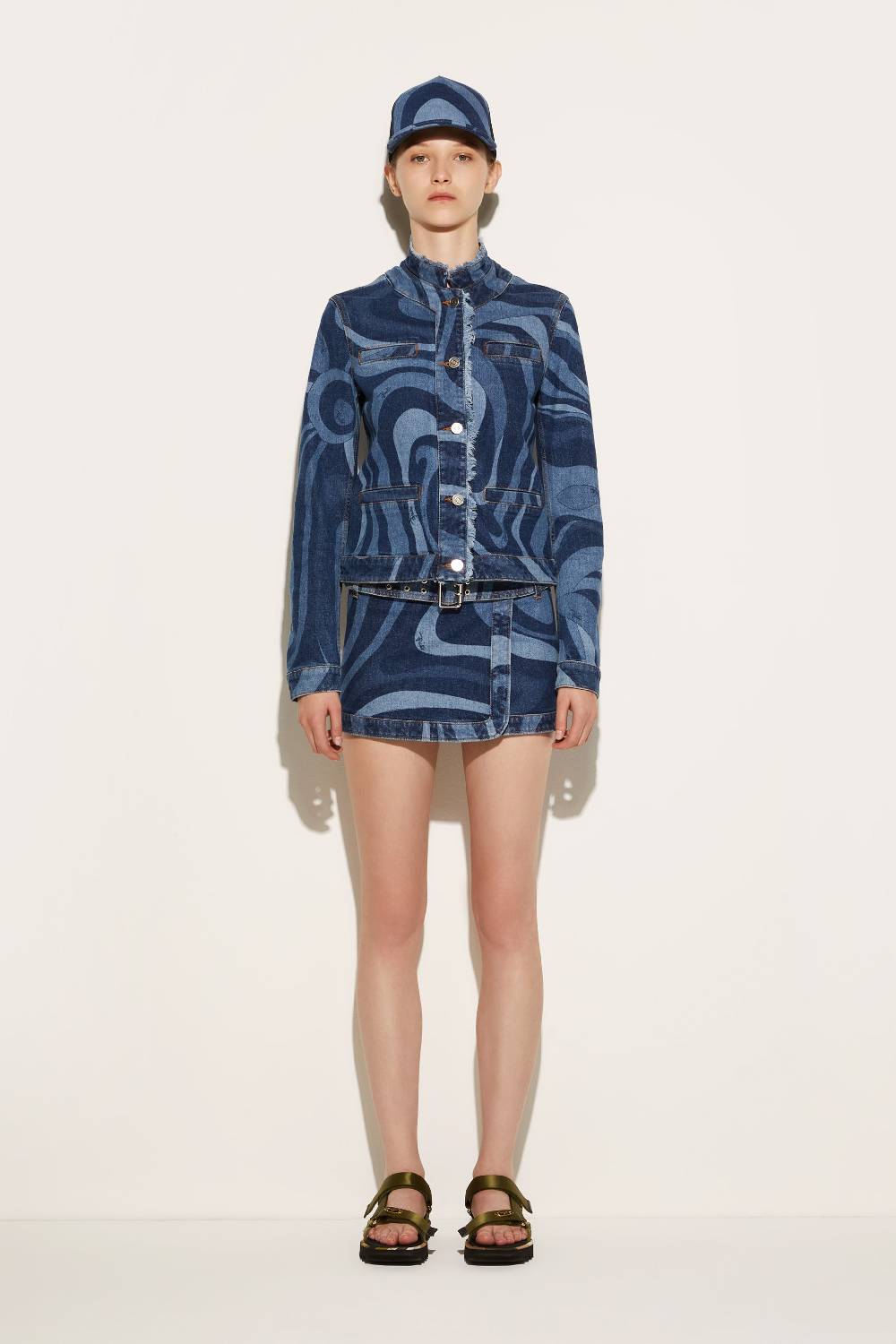 Pucci Giacca in denim con stampa Marmo Vendite stagionali