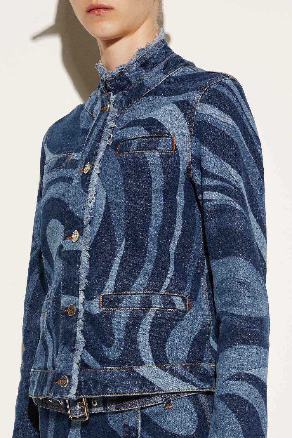 Pucci Giacca in denim con stampa Marmo Vendite stagionali