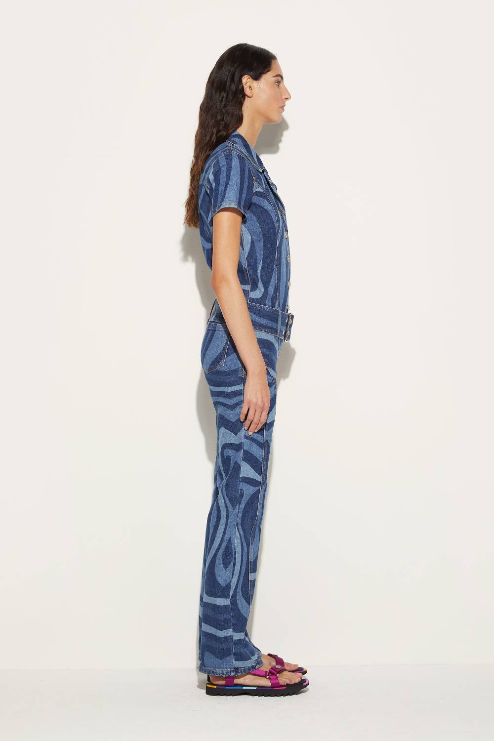 Pucci Tuta in denim con stampa Marmo Offerta natalizia