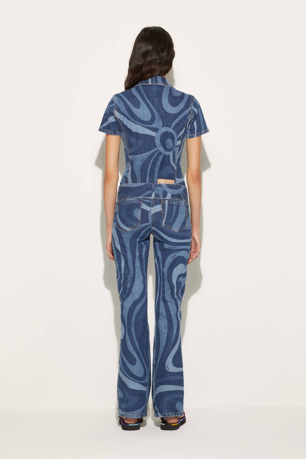 Pucci Tuta in denim con stampa Marmo Offerta natalizia