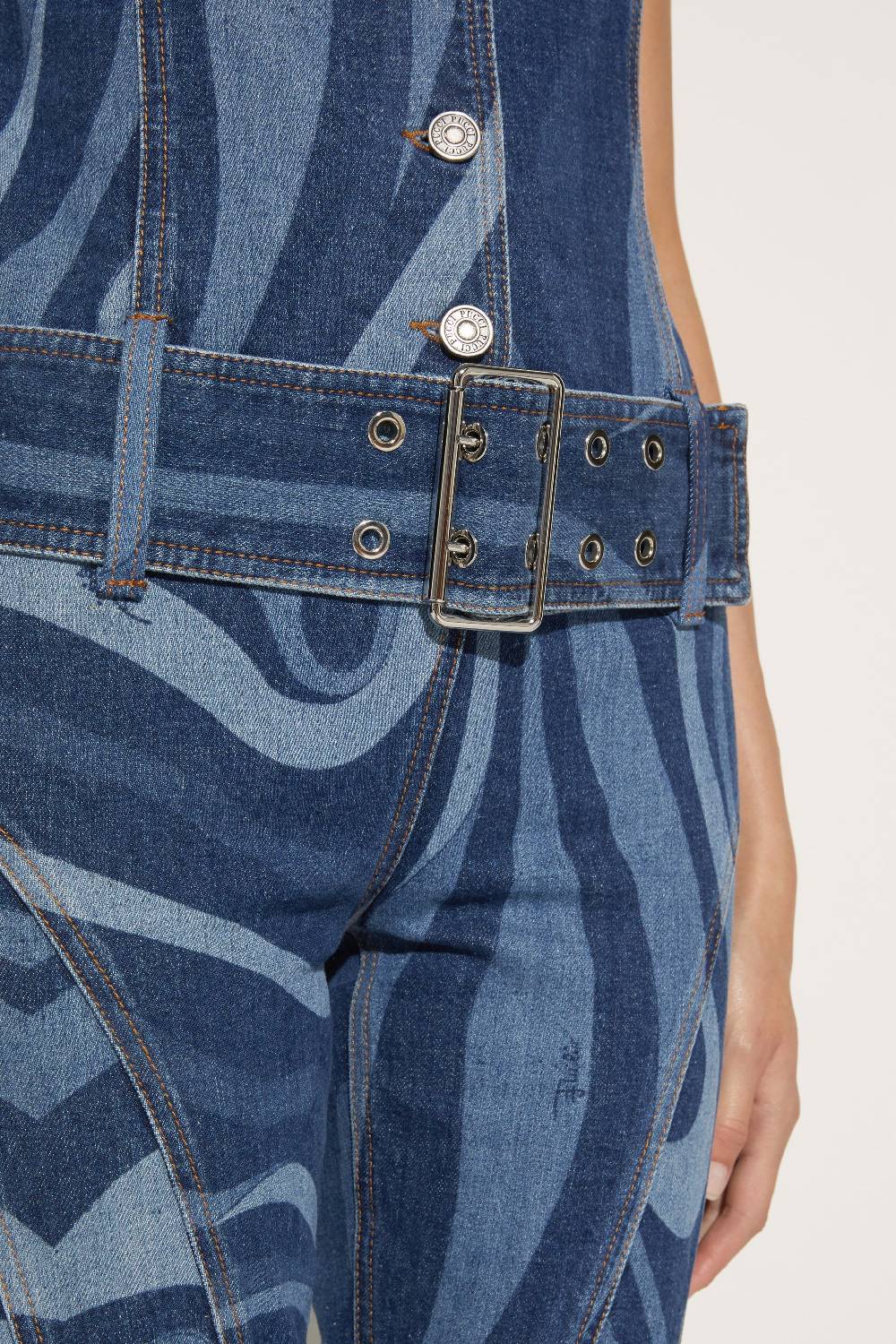 Pucci Tuta in denim con stampa Marmo Offerta natalizia