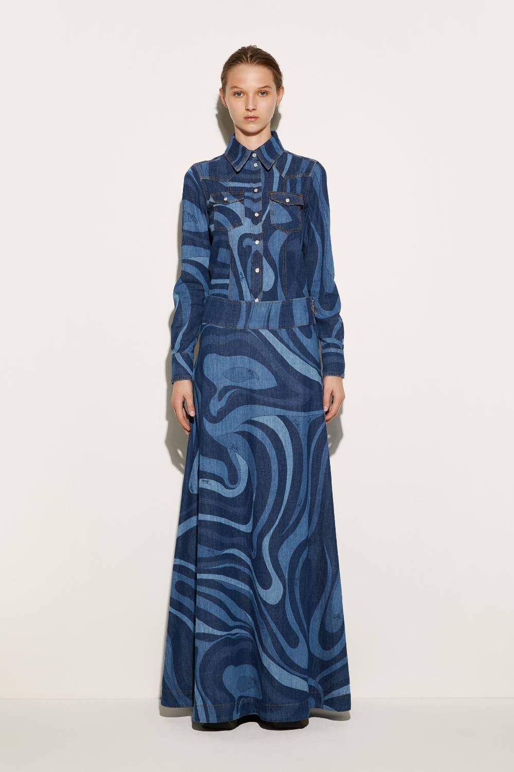 Pucci Gonna lunga in denim con stampa Marmo Offerta Anniversario