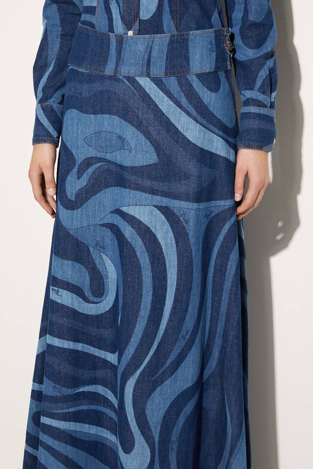 Pucci Gonna lunga in denim con stampa Marmo Offerta Anniversario