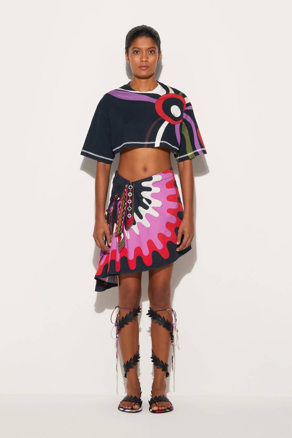 Pucci T-shirt cropped con stampa Marmo Smaltimento dello stoccaggio