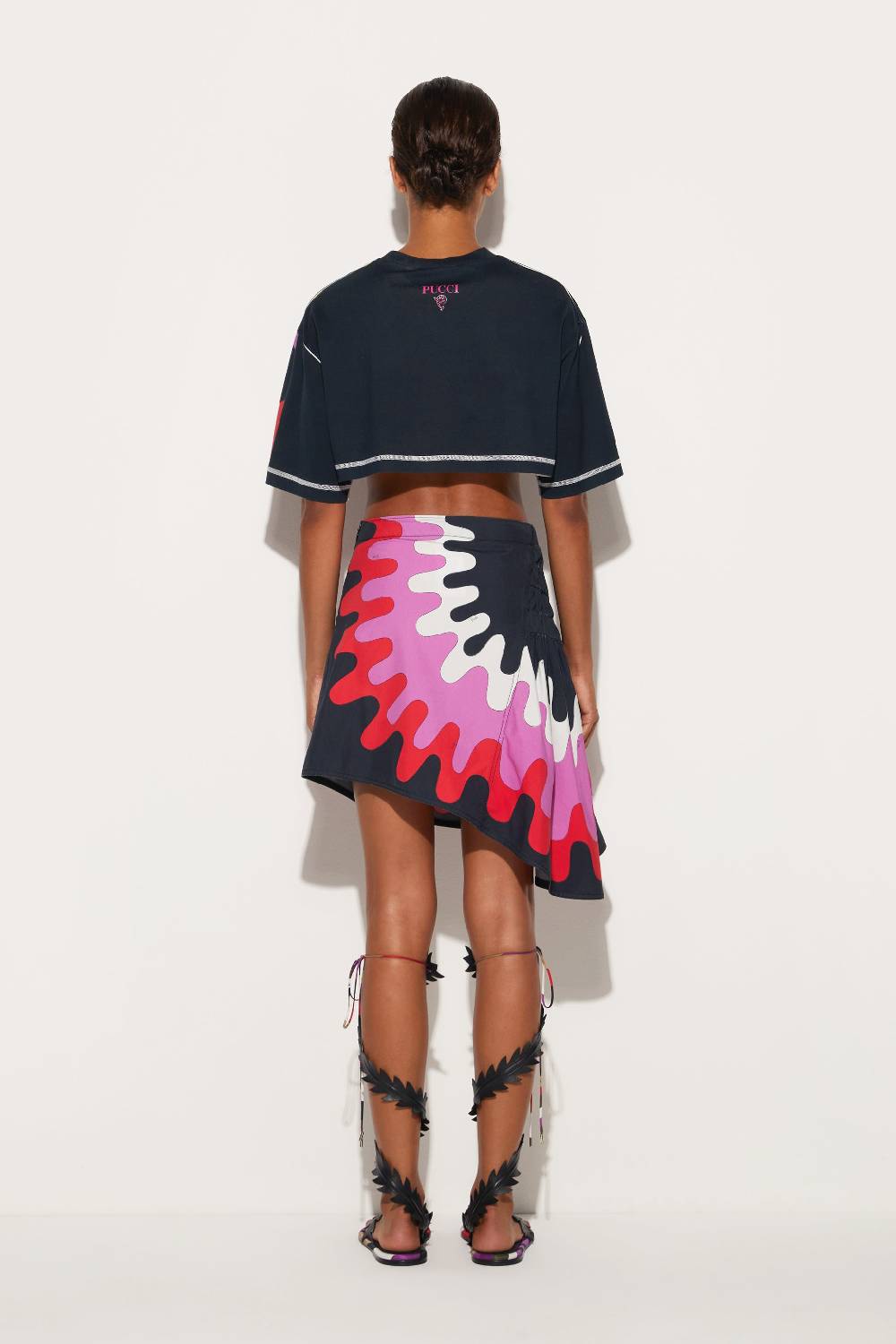 Pucci T-shirt cropped con stampa Marmo Smaltimento dello stoccaggio