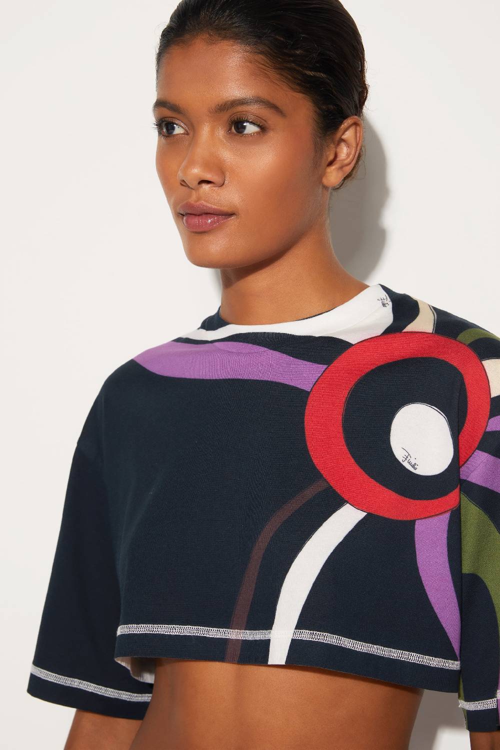 Pucci T-shirt cropped con stampa Marmo Smaltimento dello stoccaggio