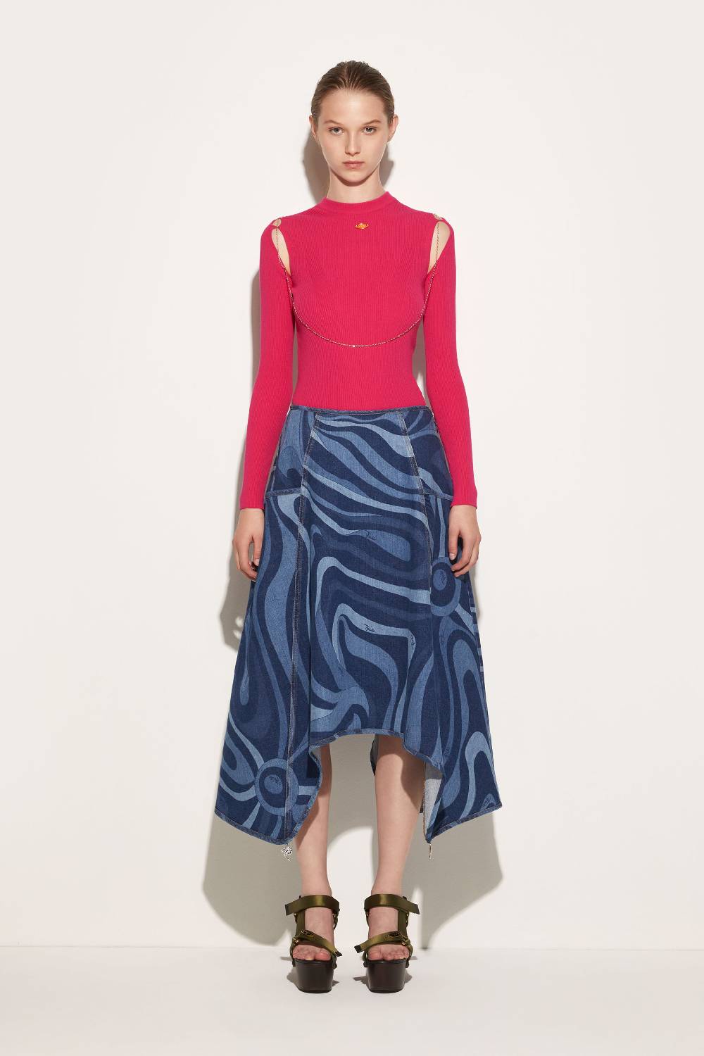 Pucci Gonna in denim con stampa Marmo Vendita calda