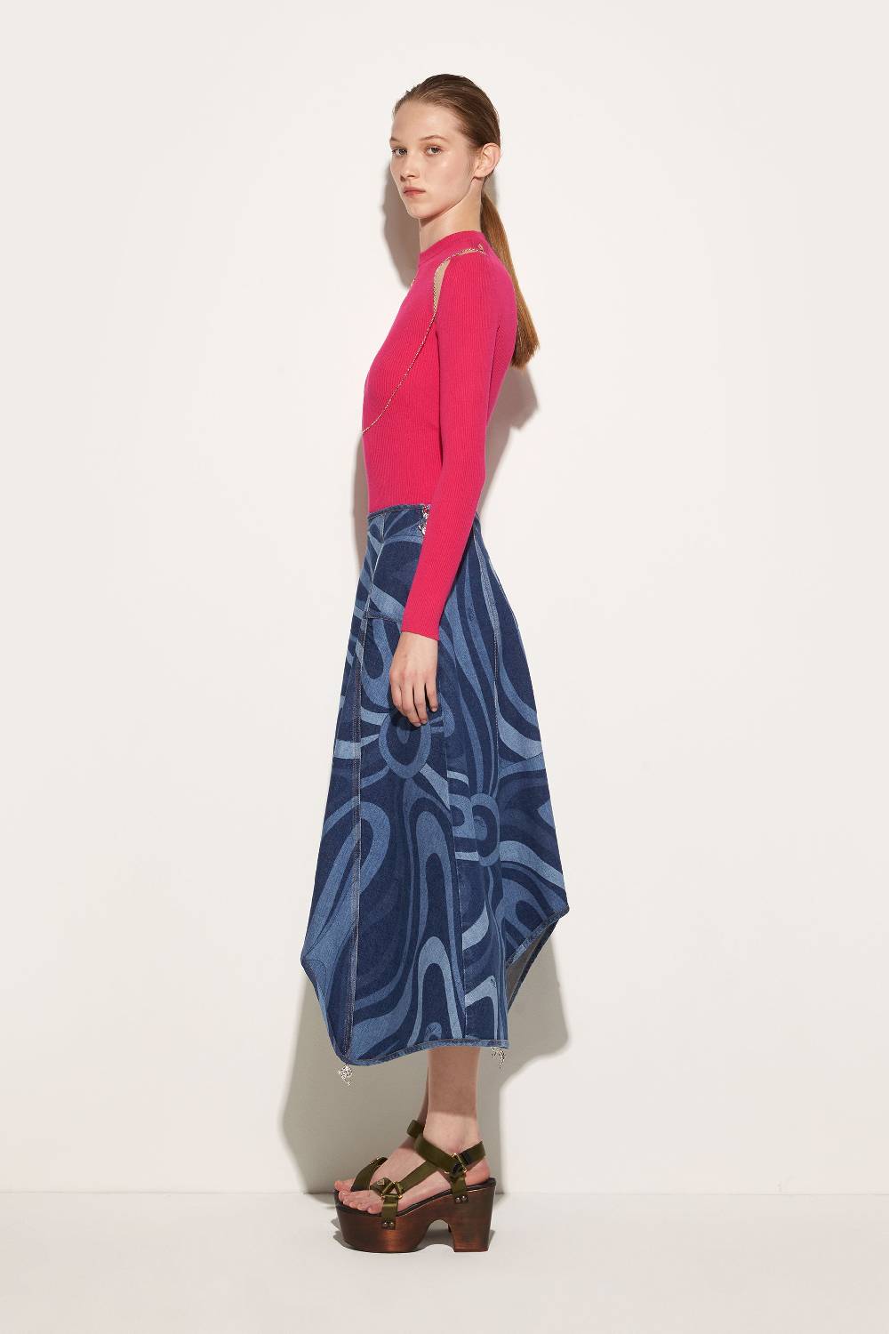 Pucci Gonna in denim con stampa Marmo Vendita calda