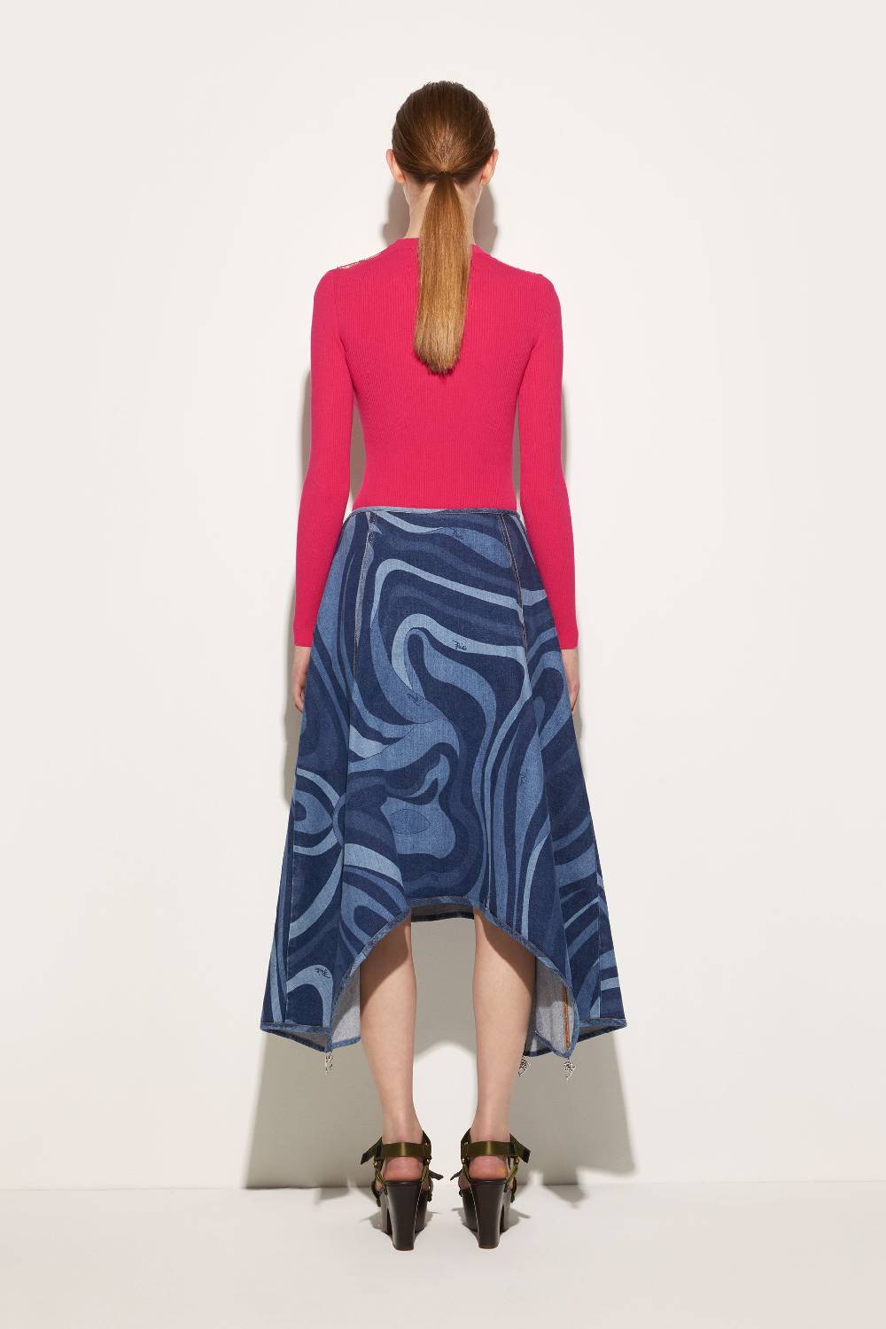 Pucci Gonna in denim con stampa Marmo Vendita calda