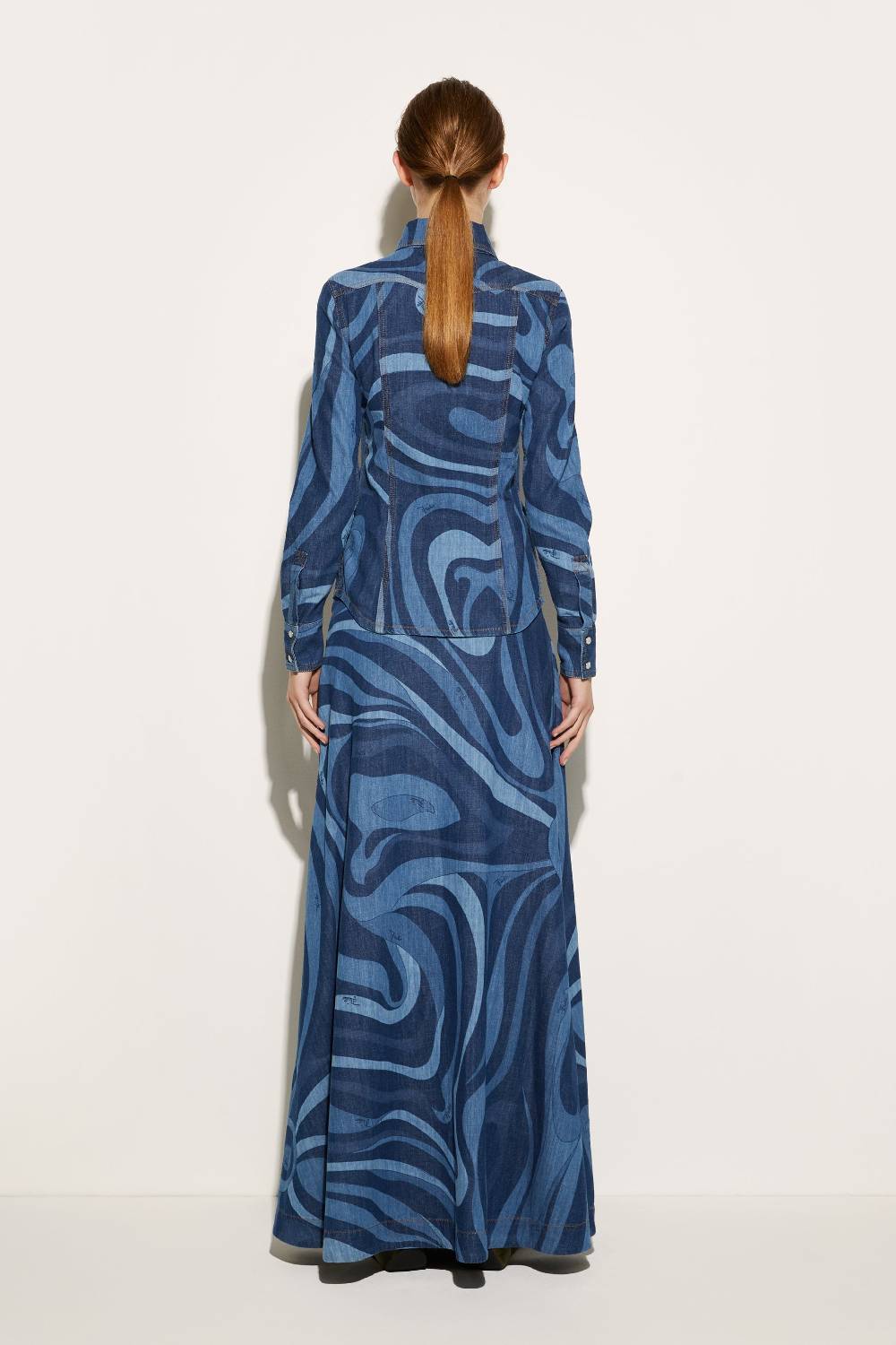 Pucci Camicia in denim con stampa Marmo Offerta migliore