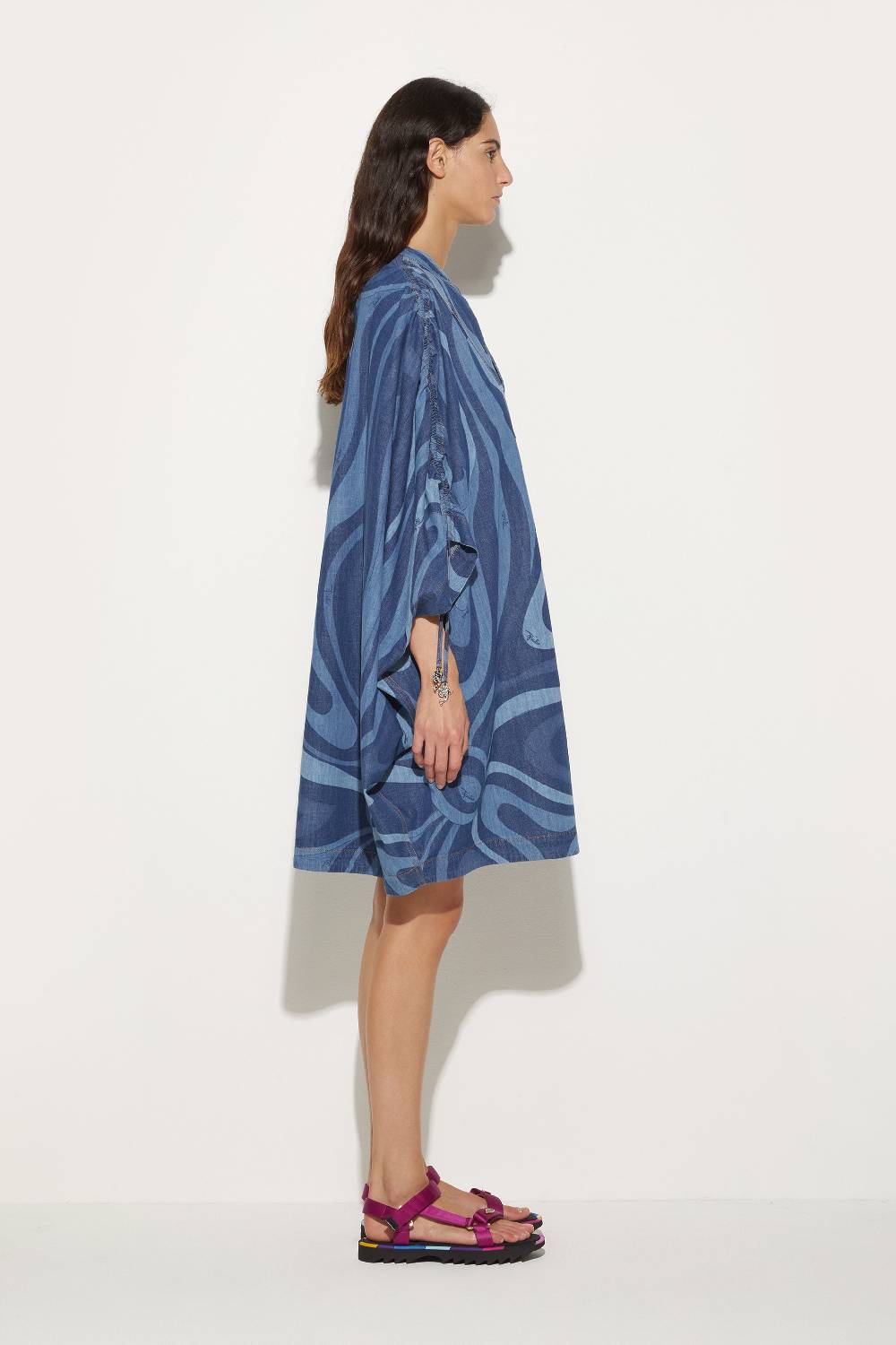 Pucci Abito kaftano in denim con stampa Marmo Online Outlet