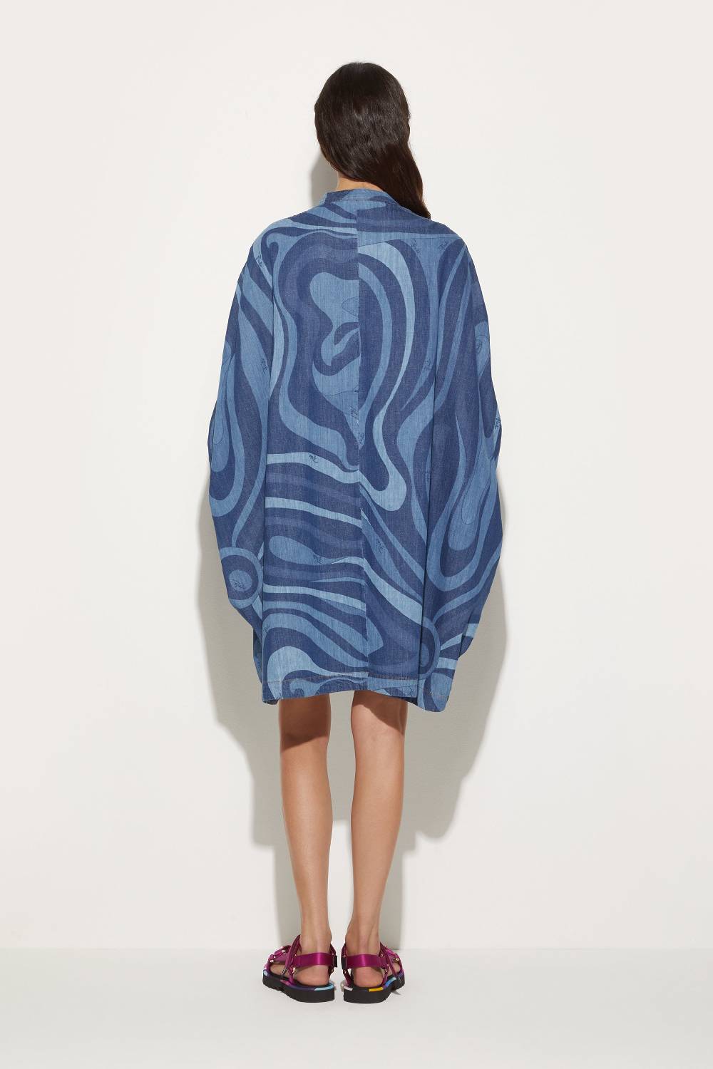 Pucci Abito kaftano in denim con stampa Marmo Online Outlet