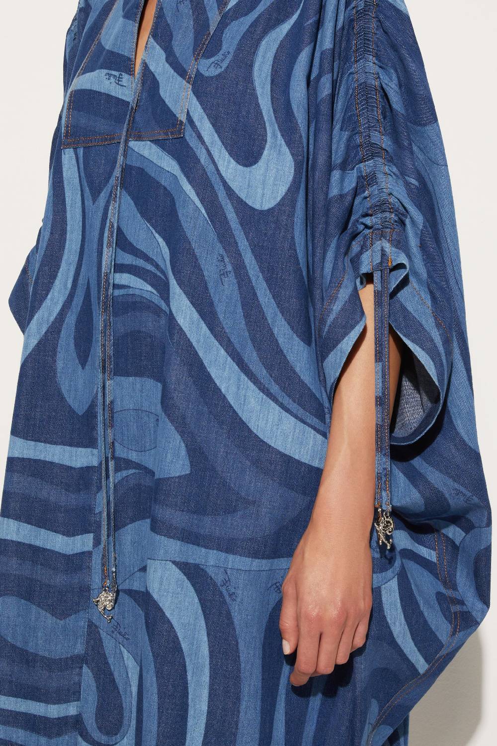 Pucci Abito kaftano in denim con stampa Marmo Online Outlet