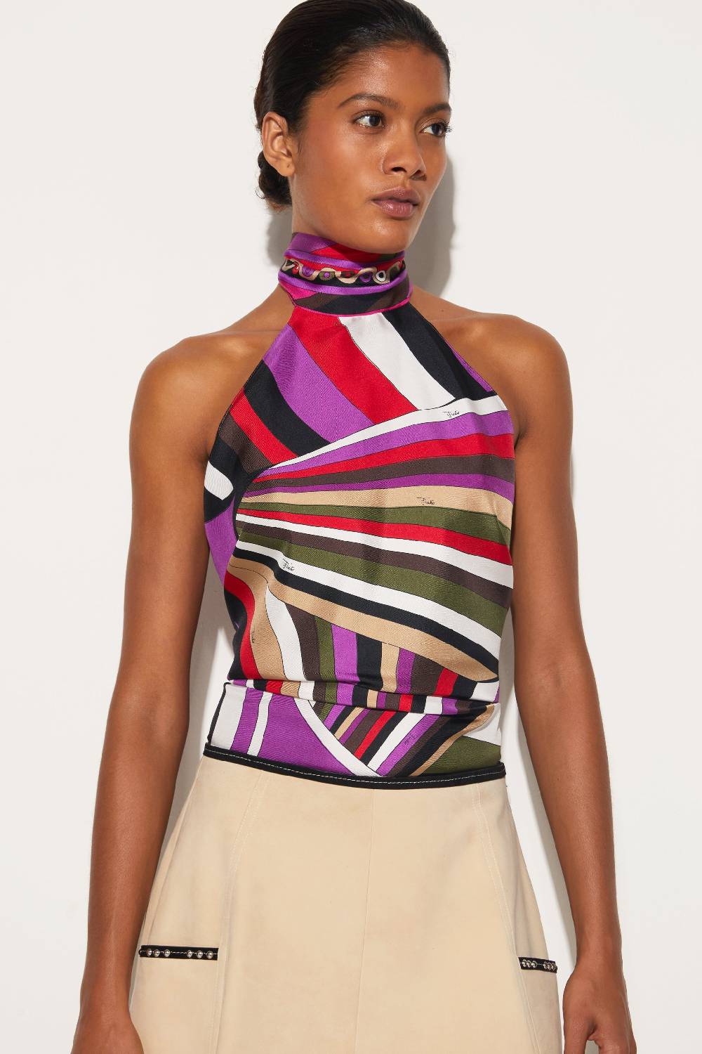 Pucci Top in seta con stampa Iride Ritorno libero