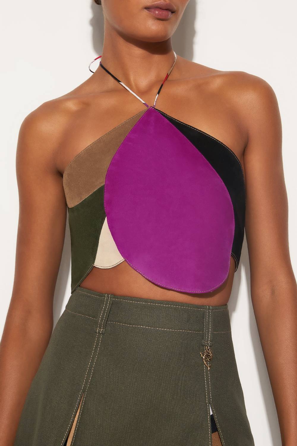 Pucci Top Goccia in pelle scamosciata Vendita Calda