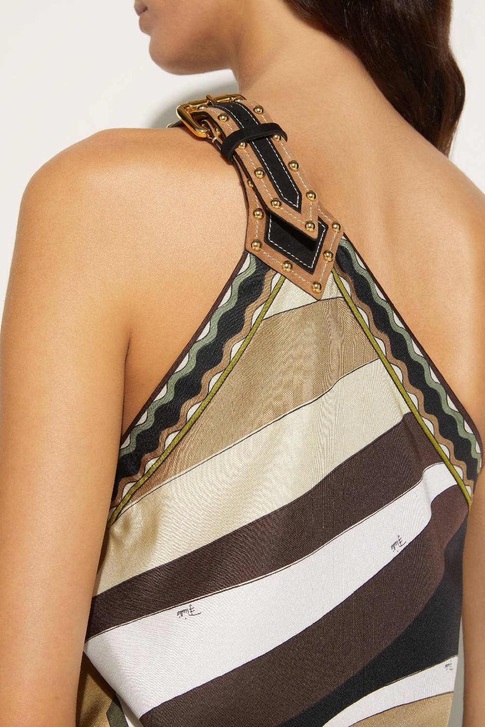 Pucci Abito asimmetrico in seta con stampa Cigni 50% di sconto con spedizione gratuita