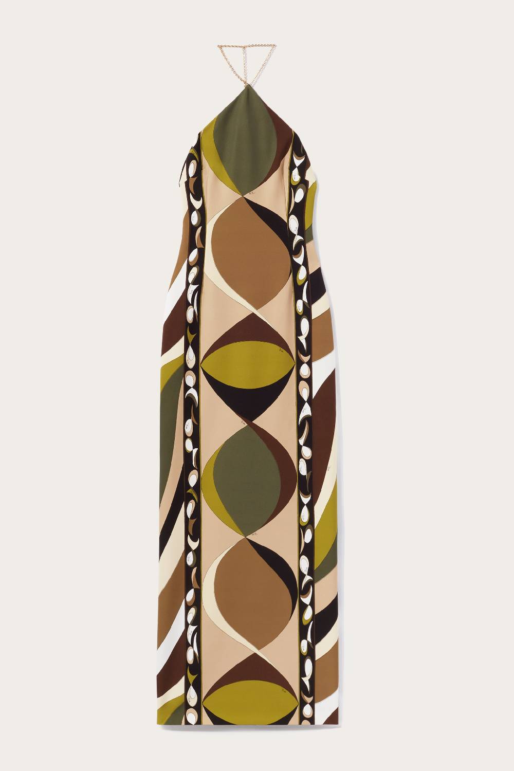 Pucci Abito lungo con scollo all'americana e stampa Pesci Officina