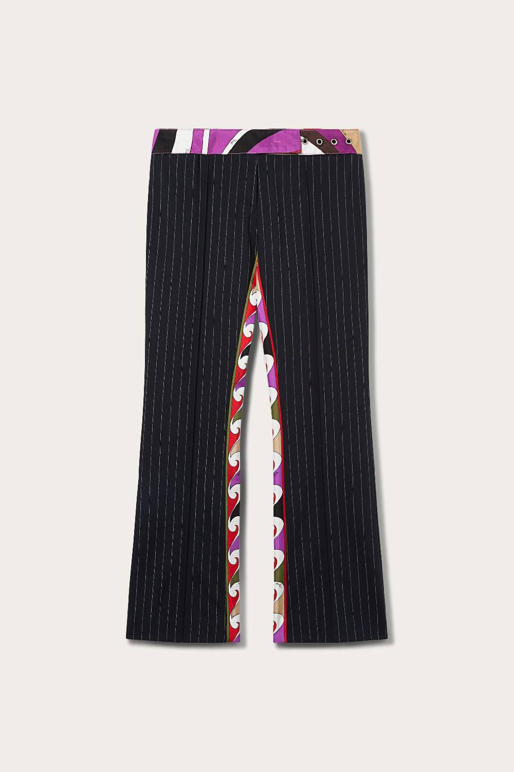 Pucci Pantaloni gessati con finiture Iride e Cigni Prezzo Ridotto
