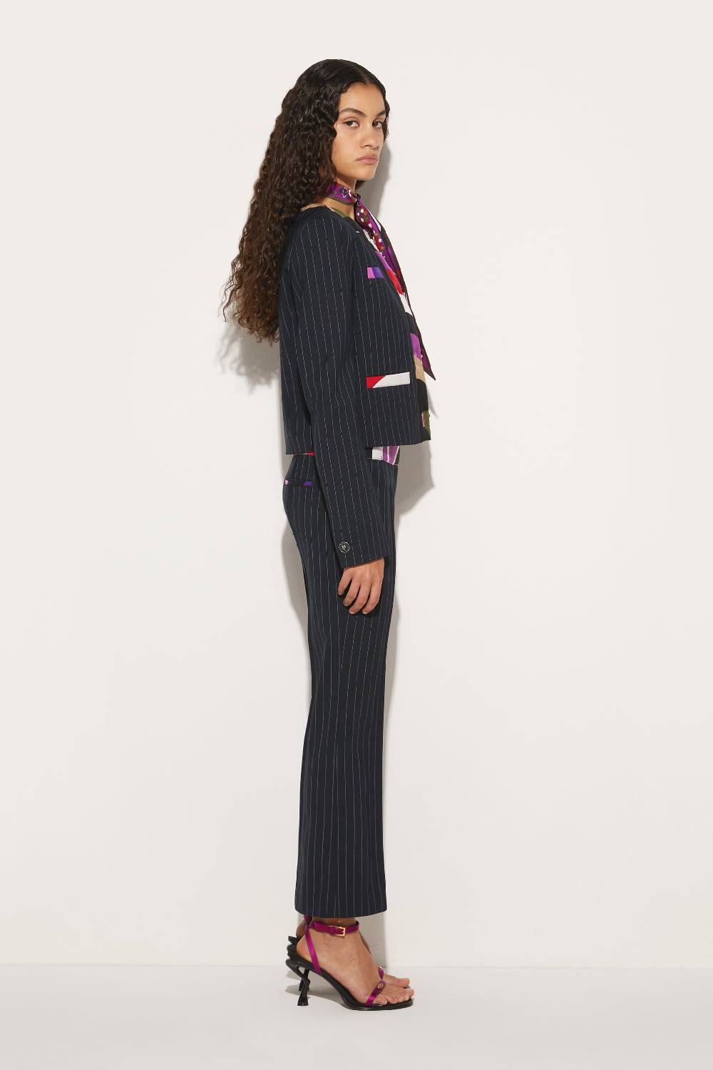 Pucci Pantaloni gessati con finiture Iride e Cigni Prezzo Ridotto